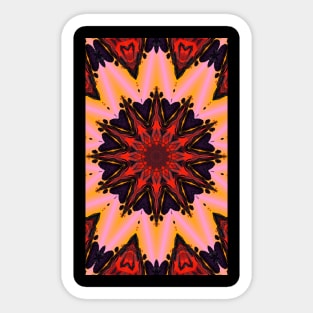 Red flower kaleidoscope star. Unique print. Sticker